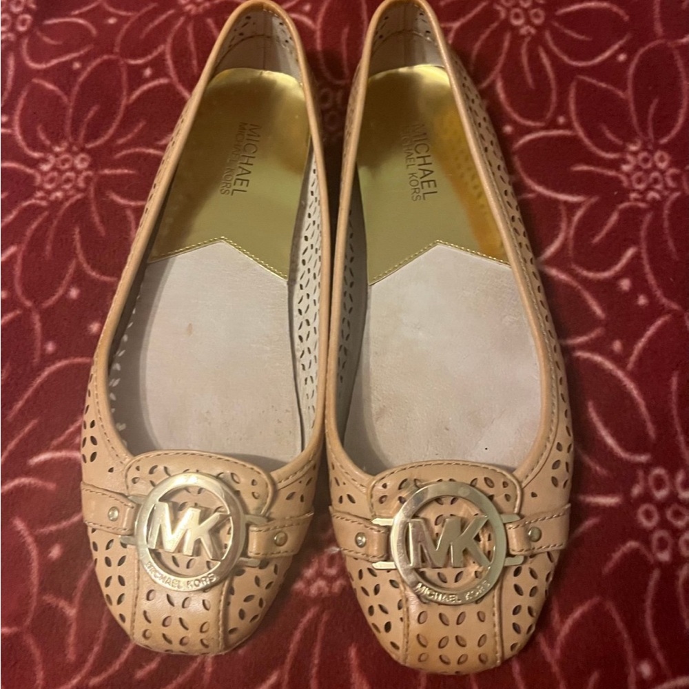 Michael Kors Beige Perforated Loafers